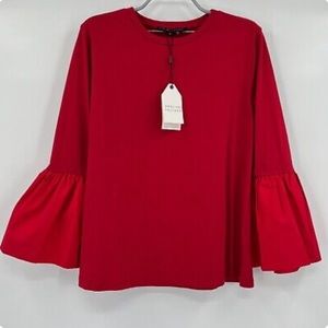 English Factory Red Bell Sleeve Blouse